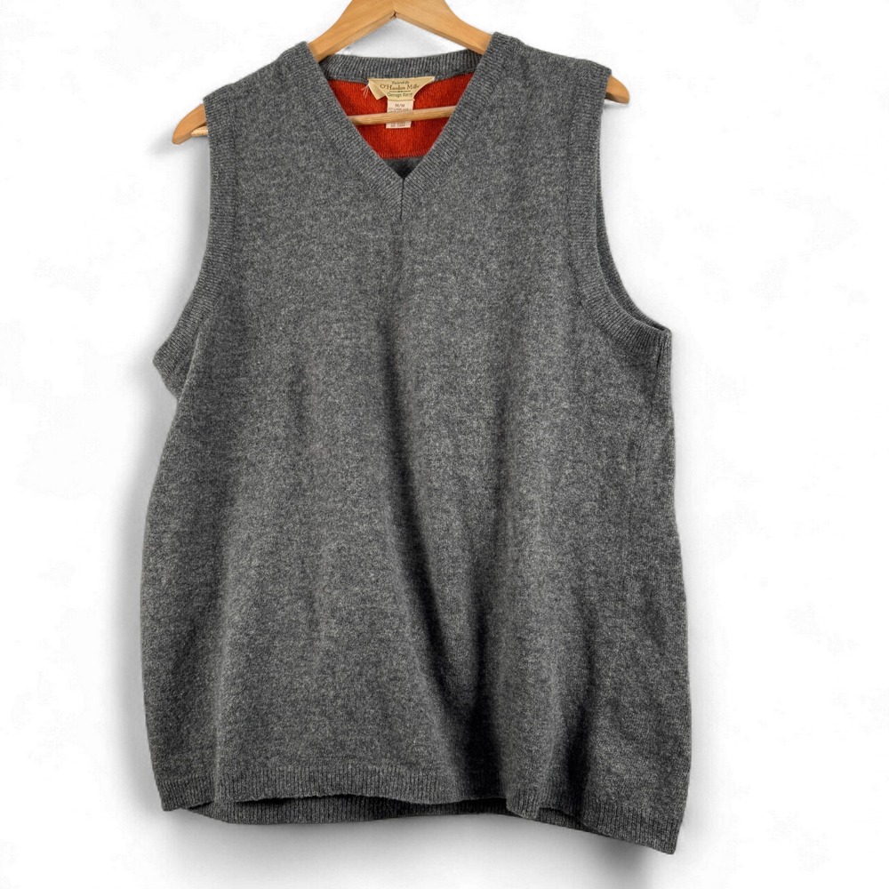 O'Hanlon Mills Carragn Kerry Mens Gray Wool Sweater Vest Sz M Medium